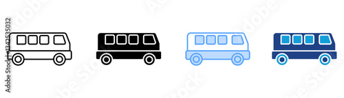 Minibus Icon Set Multiple Style Collection