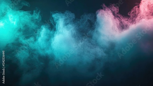 Wallpaper Mural Abstract Teal and Pink Smoke Clouds on Dark Background Torontodigital.ca