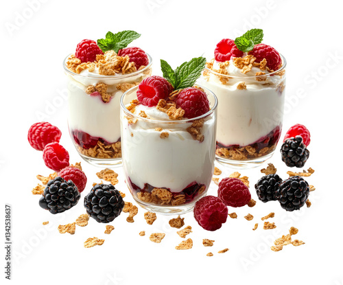Delicious Layered Yogurt Dessert with Fresh Berries and Crunchy Granola