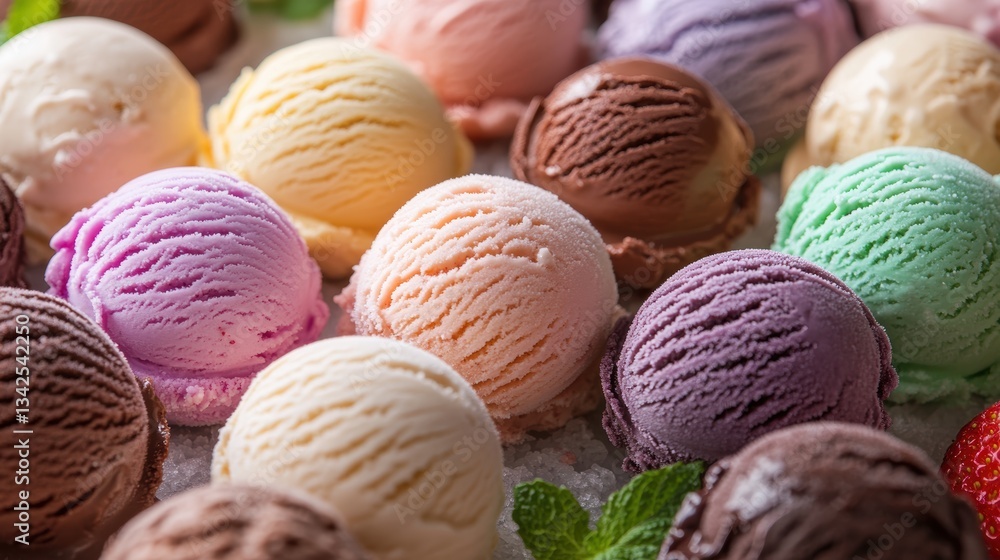 A vibrant tableau of ice cream, a symphony of colors, featuring scoops in shades of vanilla, chocolate, strawberry, and mint, each a miniature masterpiece awaiting the touch of a spoon. A vibrant tableau of ice cream, a symphony of colors, featuring scoops in shades of vanilla, chocolate, strawberry, and mint, each a miniature masterpiece awaiting the touch of a spoon.