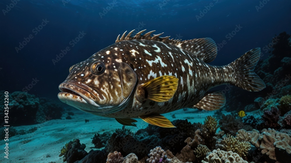 Massive fish in coral reef underwater Massive fish in coral reef underwater