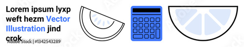Calculator alongside two lemon slices symbolizing work and wellness balance. Ideal for productivity, budgeting, health, wellness, planning, decision-making, simple landing page