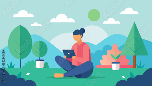 A focus on selfcare and simplicity with regular breaks from technology and time spent outdoors.. Vector illustration