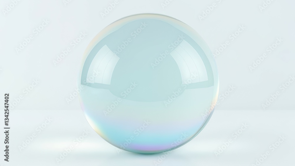 Iridescent Glass Sphere on White Background Iridescent Glass Sphere on White Background
