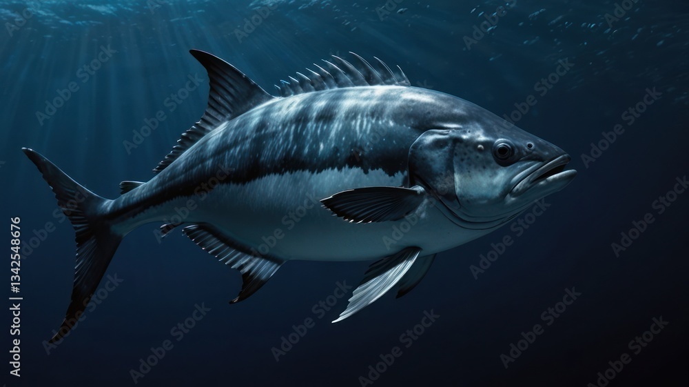 Fototapeta premium Large fish swimming in deep ocean