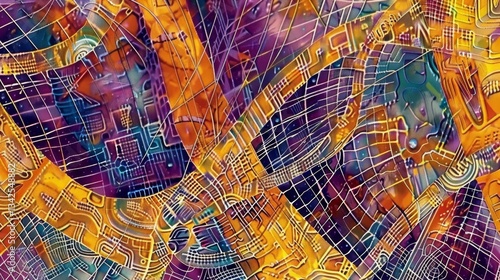 Abstract Cityscape Design, Colorful