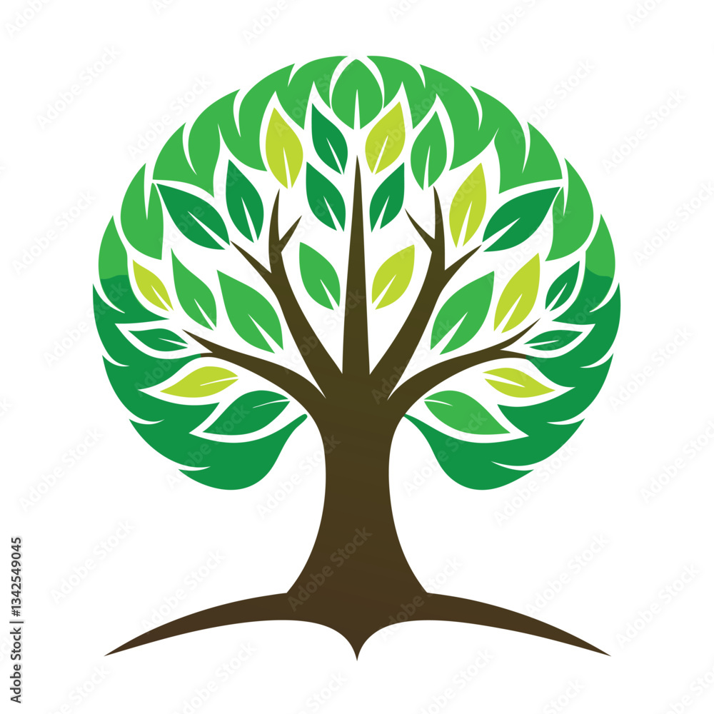 Obraz premium **** Solid Color Tree Logo in a Dynamic and Modern Illustration