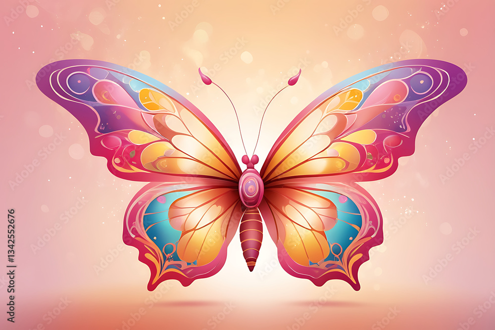 A vector illustration of a butterfly with elegant wings, surrounded by a soft, glowing, blurred atmosphere. AI-generated A vector illustration of a butterfly with elegant wings, surrounded by a soft, glowing, blurred atmosphere. AI-generated