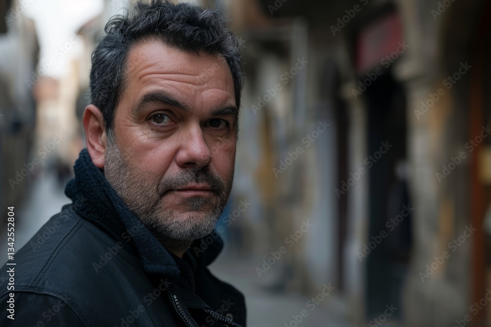 Portrait of a middle-aged man in the old town. Portrait of a middle-aged man in the old town.