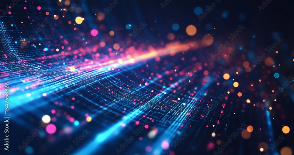 Stunning abstract light display with colorful particles creating a dynamic visual effect : Generative AI Stunning abstract light display with colorful particles creating a dynamic visual effect : Generative AI