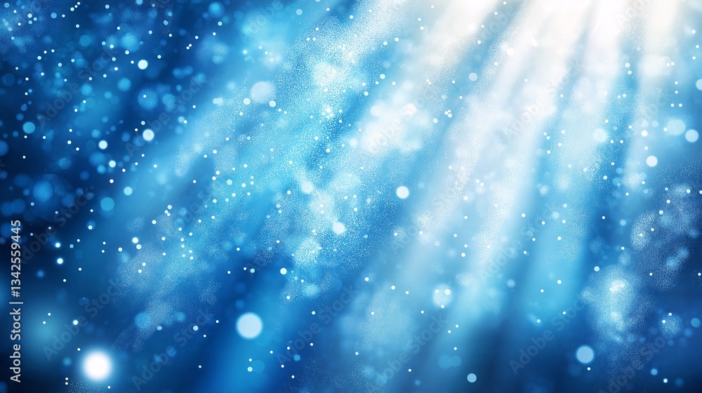 Fototapeta premium Tranquil Aqua Ocean Background with Shimmering Bokeh and Ethereal Light Rays