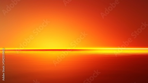Breathtaking Sunset Glow: Captivating Serene Landscape with Vibrant Orange Reflection Sky and Silky Water Horizon