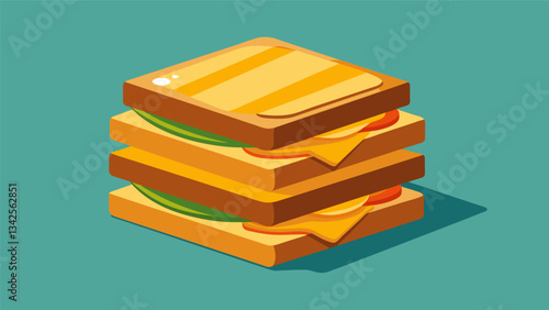A stack of bitesized grilled cheese sandwiches perfect for snacking between classes.. Vector illustration