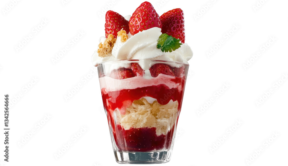 Delicious Strawberry Dessert with Whipped Cream and Vanilla Sauce Delicious Strawberry Dessert with Whipped Cream and Vanilla Sauce