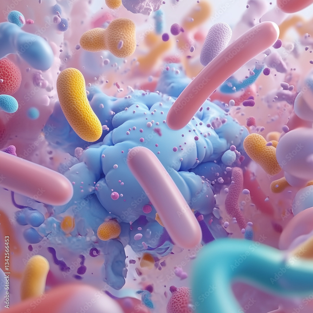 Human Microbiome Interaction Illustration Human Microbiome Interaction Illustration