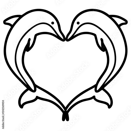 summer time sealife hand drawn black and white outline