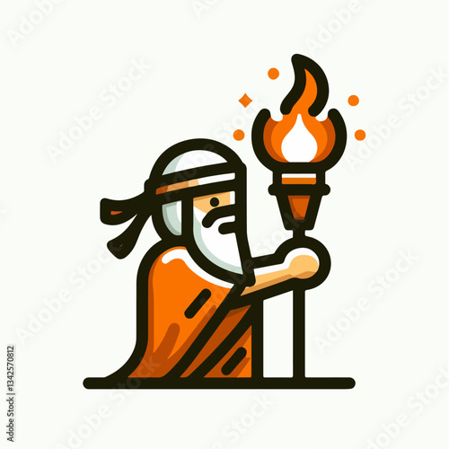 vector illustration of prehistoric man carrying a torch