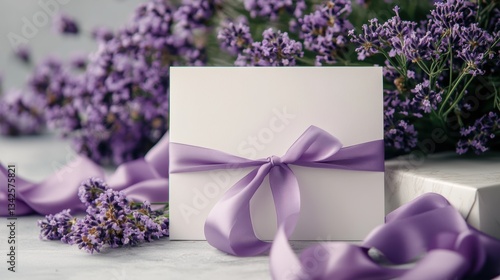 A blank card, its surface awaiting the inscription of heartfelt wishes, sat nestled beside a pristine white gift box, its satin ribbon beckoning to be tied. A bouquet of delicate chamomile flowers,