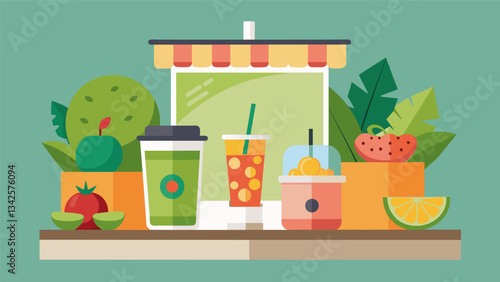 A variety of plantbased and glutenfree options are available at this inclusive smoothie and snack bar catering to a range of dietary needs and. Vector illustration