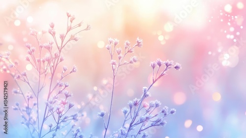 Winter Scene Frost Covered Plants In Soft Light Colors Background Image. Image Displaying Beauty In Nature. Peaceful Scene Of Frost Covered Plants. Tranquil And Calm Winter. Elegant And Artistic