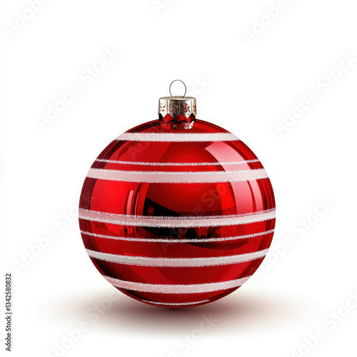 Wallpaper Mural Red Christmas ornament with white stripes on white background Torontodigital.ca