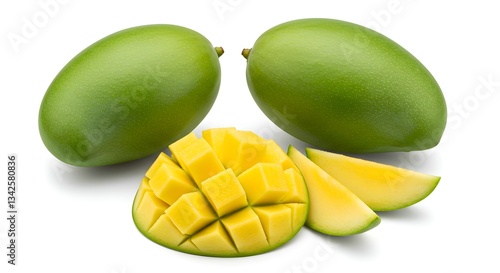 Wallpaper Mural green mango on white background Torontodigital.ca