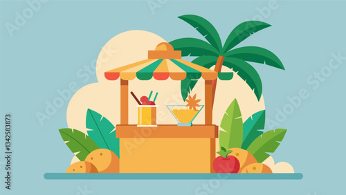Quench your thirst and feel the island vibes with a tropical fruit smoothie from our stand.. Vector illustration