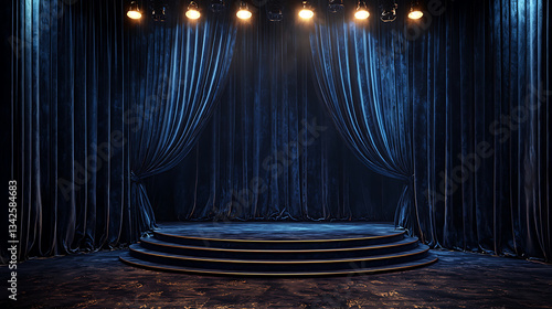 Luxurious Vintage Theater Stage with Velvet Curtains and Golden Decor