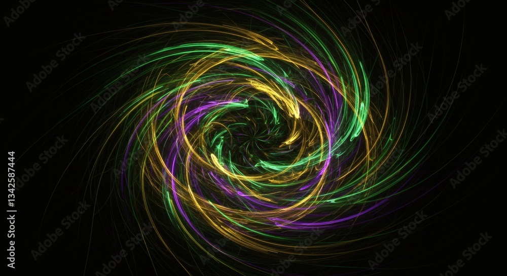 Swirling Colorful Light Trails Against Black Background Graphic Design Element Swirling Colorful Light Trails Against Black Background Graphic Design Element
