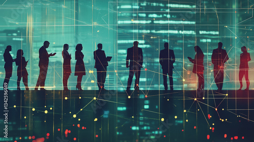 abstract professional business team people innovation connection of line from nail node to node on Smart Innovation city with connection cyber security network reciprocity , networking concept