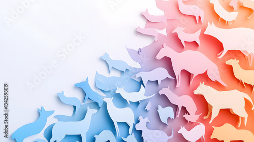 Colorful Paper Cutout Animals on White Background Stock Image