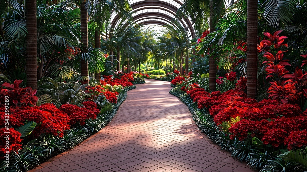 Fototapeta premium Tropical Garden Path Sunlight