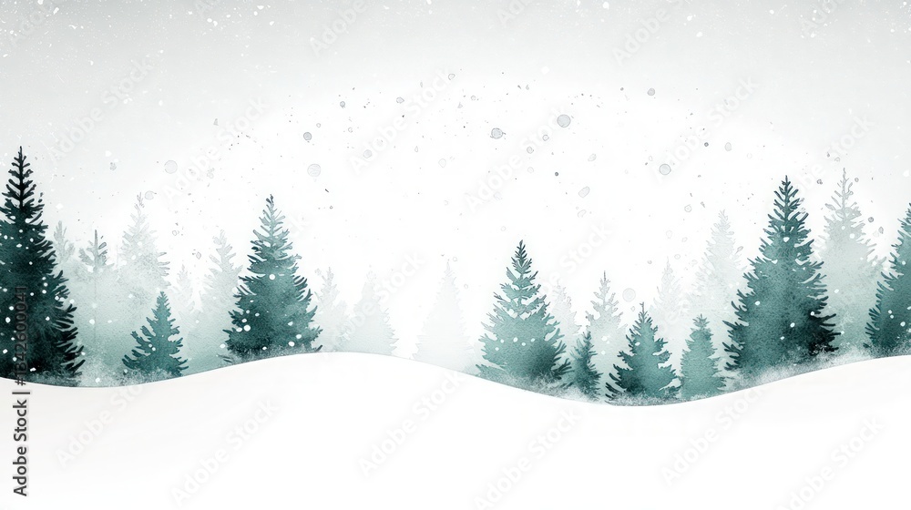 custom made wallpaper toronto digitalWatercolor Winter Wonderland  Snowy Forest  Christmas Trees  Holiday Season