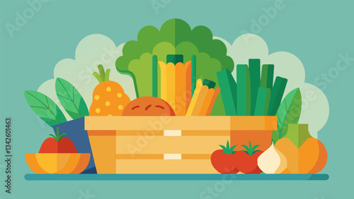 A variety of crisp and crunchy vegetables arranged in a visually appealing and Instagramworthy display.. Vector illustration