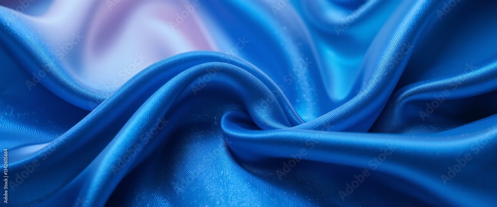 Fototapeta premium Blue Color Wavy Silk Background.