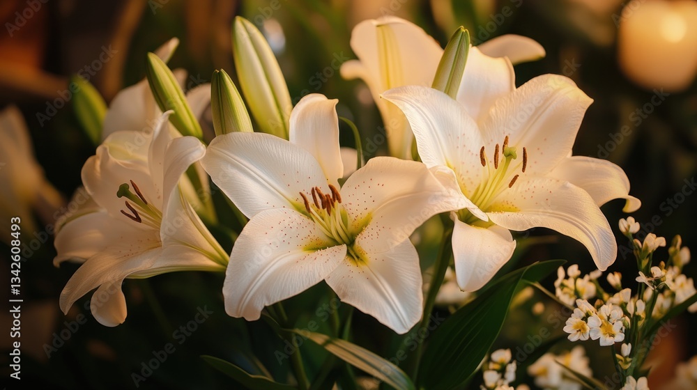 Softly lit, elegant white lilies Softly lit, elegant white lilies