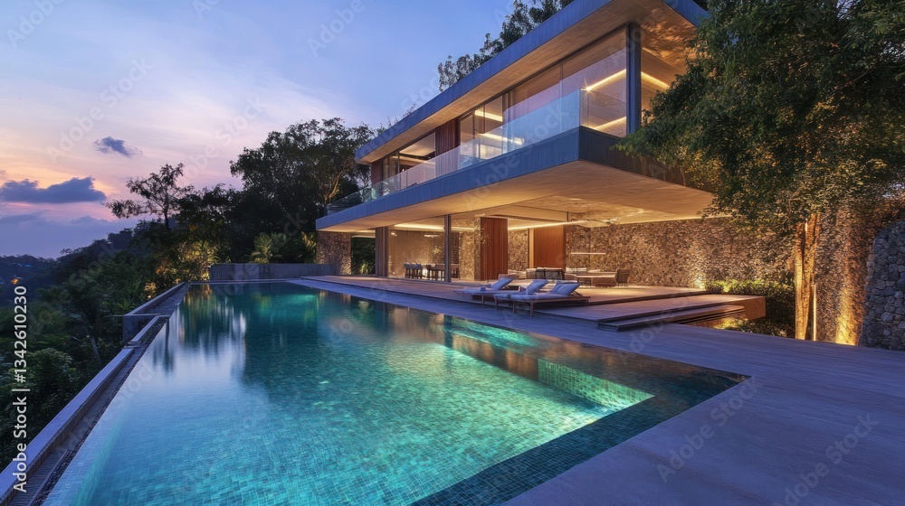 Fototapeta premium Stunning hillside villa with infinity pool