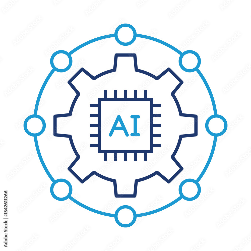 Future Technology icon – Gear with AI Chip Representing Cutting-Edge Innovation, Digital Transformation, and the Future of Smart Systems Future Technology icon – Gear with AI Chip Representing Cutting-Edge Innovation, Digital Transformation, and the Future of Smart Systems