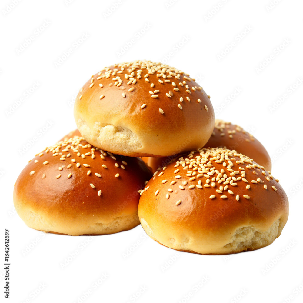 Golden hamburger buns with sesame seeds isolated on transparent background. Perfect for food menus, burger ads, and bakery promotions. Fresh, appetizing and culinary. Golden hamburger buns with sesame seeds isolated on transparent background. Perfect for food menus, burger ads, and bakery promotions. Fresh, appetizing and culinary.