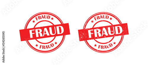 Red Grunge Fraud Rubber Stamps Sign Vector. Fraud stamp, fraud grunge sign, Fraud text written on red stamp