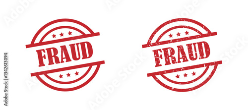 Red Grunge Fraud Rubber Stamps Sign Vector. Fraud stamp, fraud grunge sign, Fraud text written on red stamp