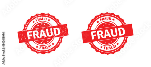 Red Grunge Fraud Rubber Stamps Sign Vector. Fraud stamp, fraud grunge sign, Fraud text written on red stamp