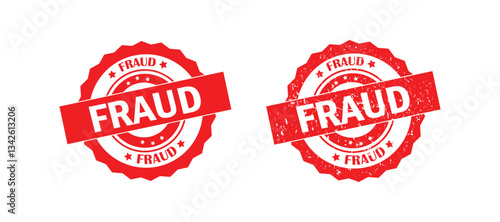 Fraud Stamps Seal set vector. Red rubber stamp with text fraud. Red Grunge Fraud rubber seal stamp vector.