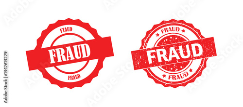 Fraud Stamps Seal set vector. Red rubber stamp with text fraud. Red Grunge Fraud rubber seal stamp vector.