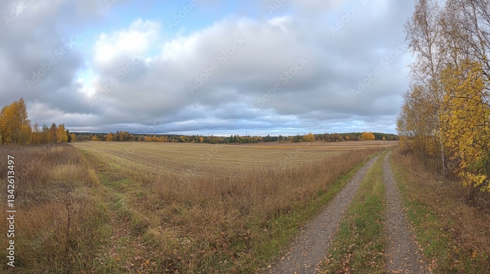 Fototapeta premium Autumn Landscape with Path View