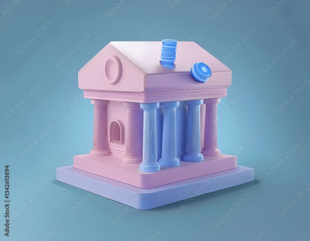Financial inclusion, economy and technology : 3D icon of Virtual bank, AI-powered financial assistant, modern economy. Financial inclusion, economy and technology : 3D icon of Virtual bank, AI-powered financial assistant, modern economy.