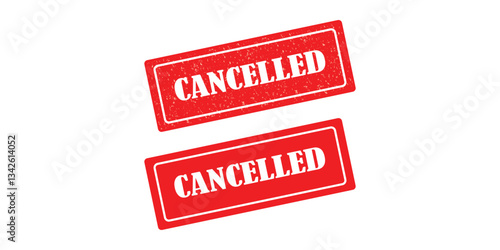 red cancelled rubber Stamp. red rectangle or square stamp. Red cancelled Rubber Grunge Stamp Vector Illustration. canceled text sign stamp illustration design.
