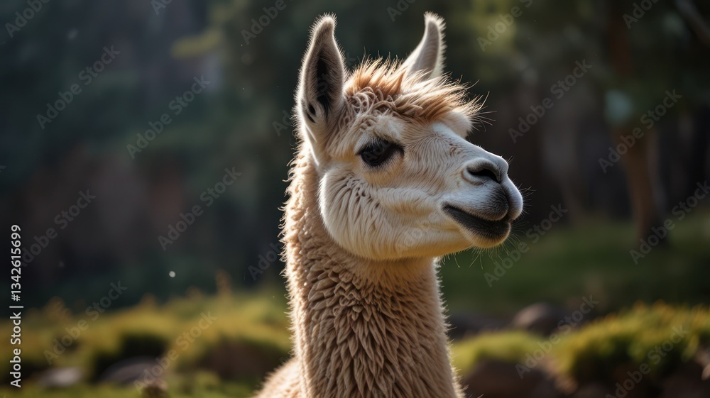 Obraz premium Close-up of a light brown alpaca
