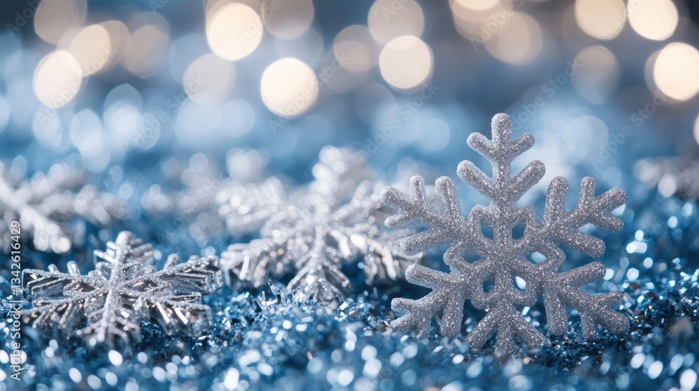 A serene backdrop of shimmering blue and silver, adorned with delicate snowflake patterns, evoking a sense of winter is magic and tranquility. A serene backdrop of shimmering blue and silver, adorned with delicate snowflake patterns, evoking a sense of winter is magic and tranquility.