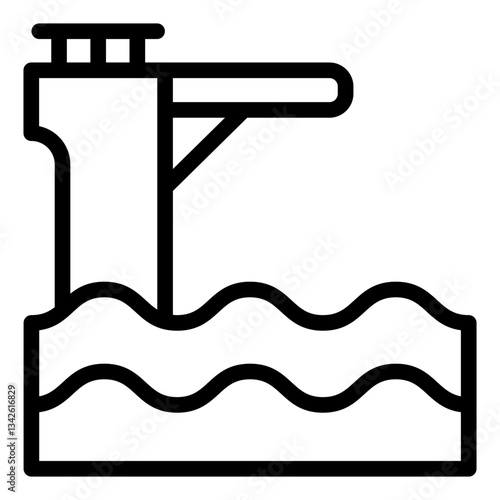Springboard outline icon for diving and swimming pool sports
